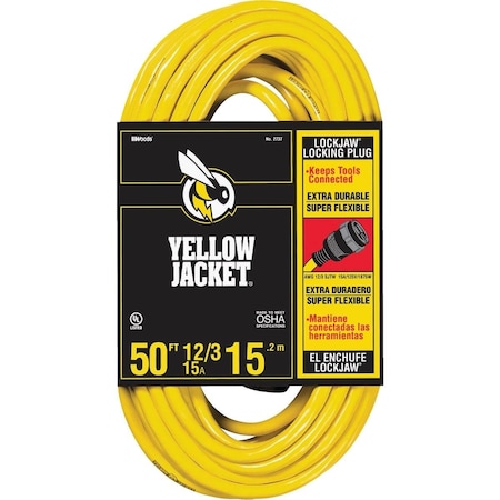 Yellow Jacket Locking Extension Cord, 12 AWG, 12/3, 50 ft 2737